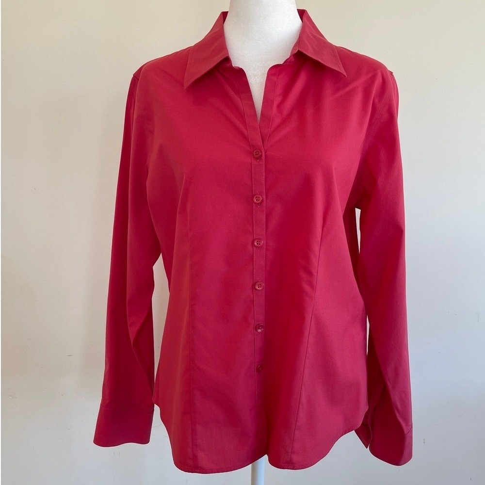 Talbots‎ Petites Wrinkle Resistant Stretch Button Down Shirt Pink Size 10P